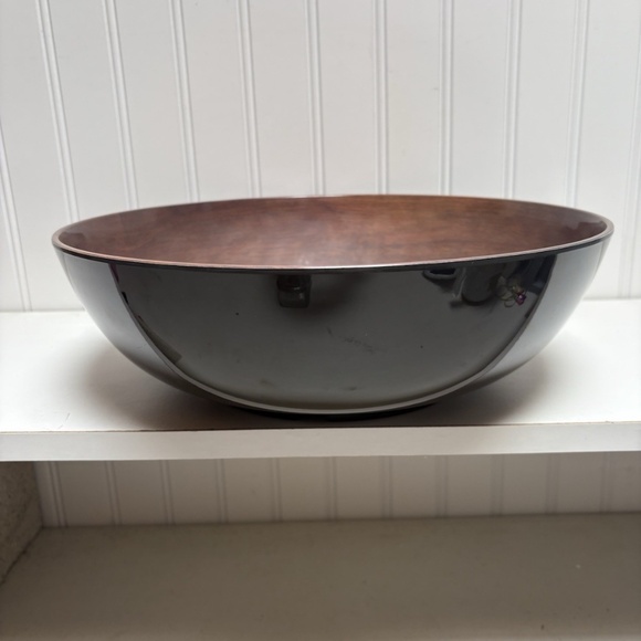 Black Plastic Faux Wood Grain Salad Serving Mixing Bowl - Picture 3 of 6
